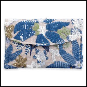 Sequin Embroidered Floral Evening Clutch Elegant Formal Wedding Party Purse